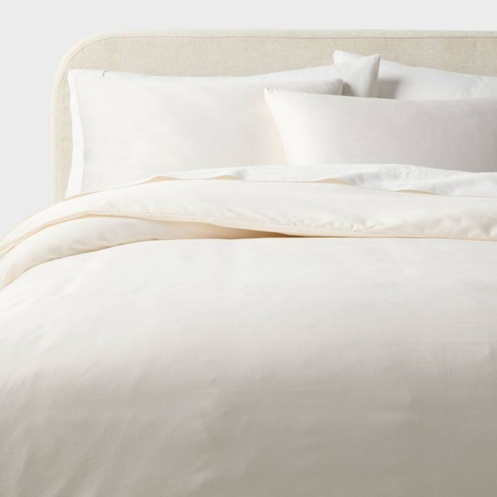 King Performance Sateen Duvet Cover and Sham Set Ivory - Threshold